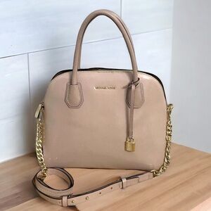 Michael Kors Blush Patent Leather Mercer Chain Dome Satchel